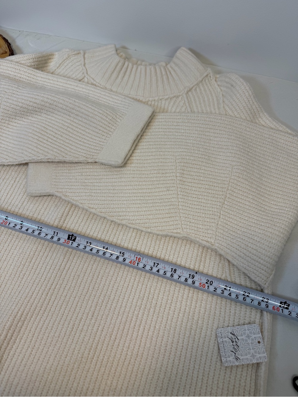 Free People Sunbeam White Ribbed‎ Mock Neck Pull On Women's Sweater Size Large - Picture 6 of 9